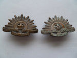 aust rising sun collar badges PAIR good cond m/m stokes