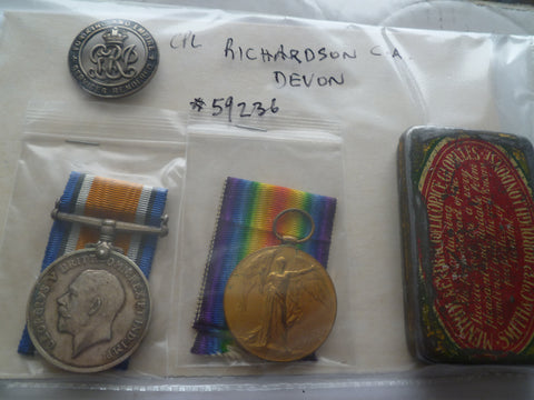 ww1 pair and wound badge devon regt