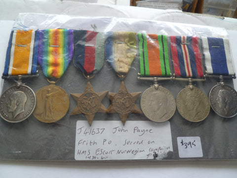 ww1 pair and ww2 medals with navy long service geo 5th