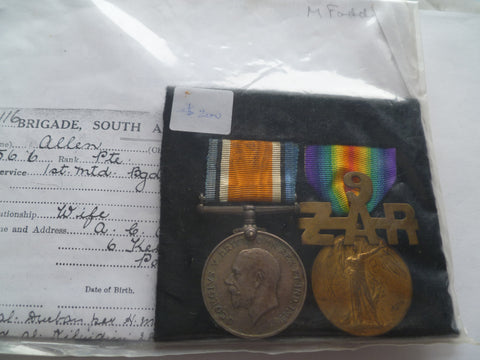 ww1 south africa pair medals with 9 zar title